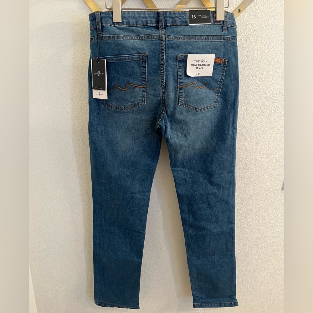 NWT 7 For All Mankind Boy’s Slimmy Jeans in Garcia Blue 16 Slim Fit